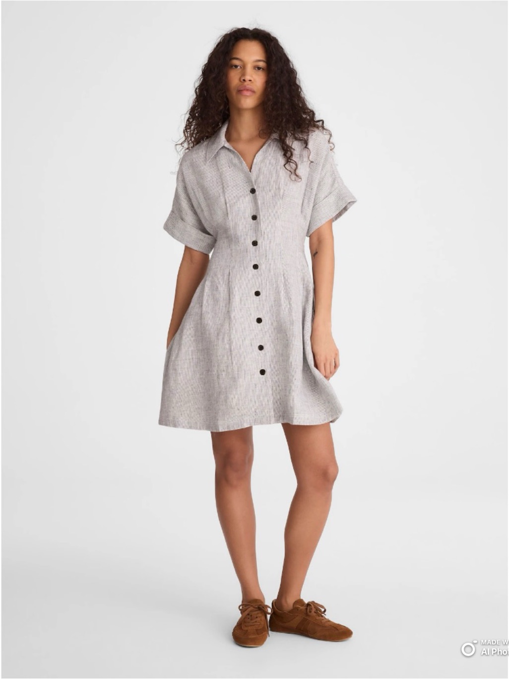Madewell Medium The Perry Mini Shirtdress In 100% Linen Black & White Stripe Nwt
